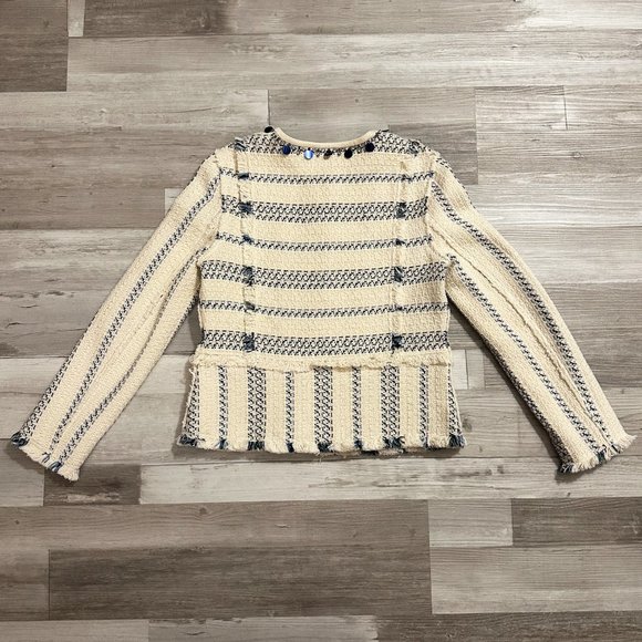 Tory Burch Abbot Embellished Striped Tweed Jacket - Picture 7 of 9